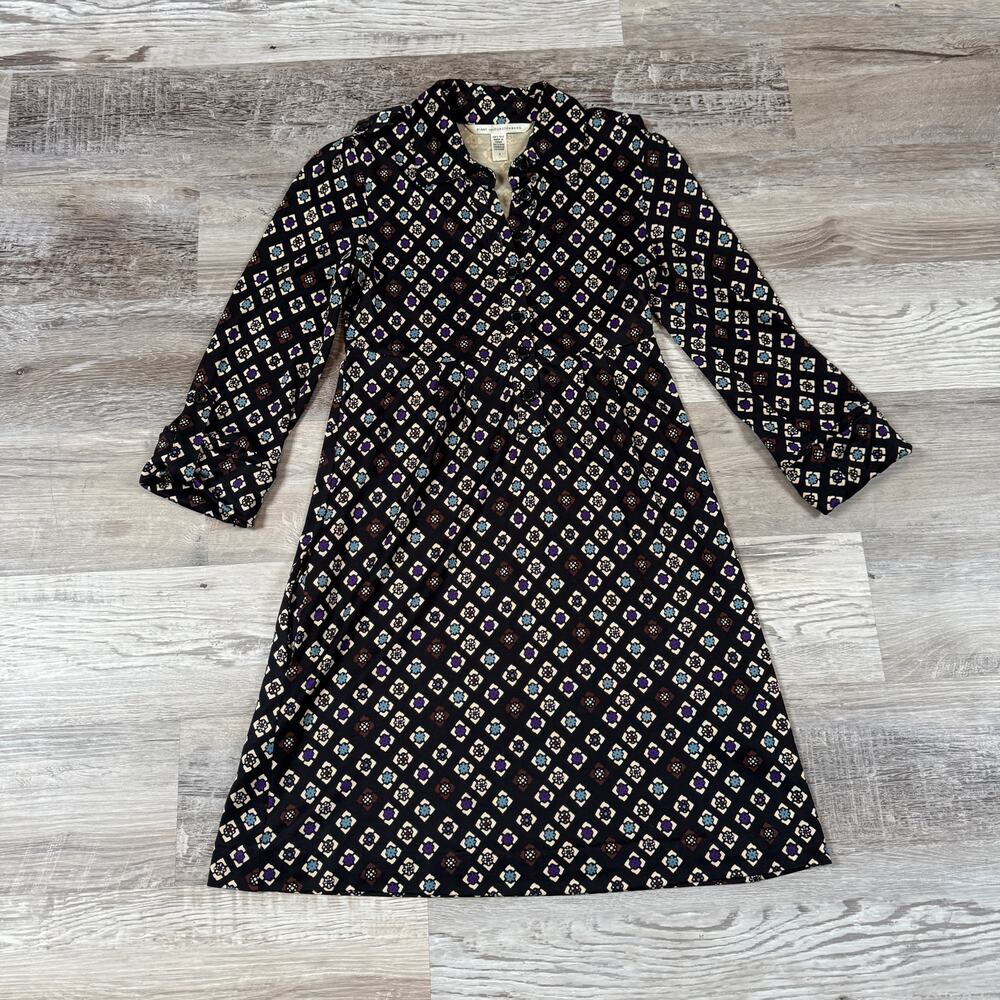 Diane von Furstenberg Silk Geometric Shirt Dress Mod Office Siren Retro Fall XS